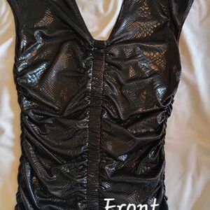 Sexy Black Snake Print Ruched Top